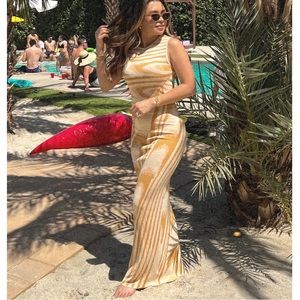 Mustard yellow knit maxi dress